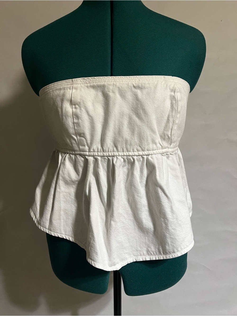 American Eagle Outfitters White Strapless Peplum Tube Top